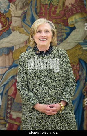 Madrid, Madrid, Spanien. 31. Mai 2023. Hillary Rodham Clinton nimmt am 31. Mai 2023 im Zarzuela Palace in Madrid, Spanien (Kreditbild: © Jack Abuin/ZUMA Press Wire), NUR REDAKTIONELLE VERWENDUNG! Nicht für den kommerziellen GEBRAUCH! Stockfoto