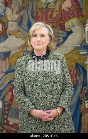 Madrid, Madrid, Spanien. 31. Mai 2023. Hillary Rodham Clinton nimmt am 31. Mai 2023 im Zarzuela Palace in Madrid, Spanien (Kreditbild: © Jack Abuin/ZUMA Press Wire), NUR REDAKTIONELLE VERWENDUNG! Nicht für den kommerziellen GEBRAUCH! Stockfoto