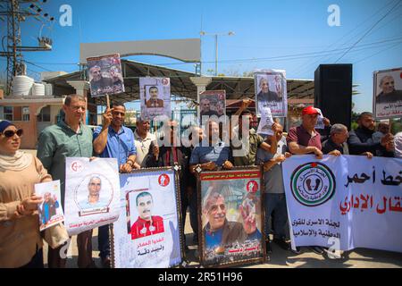 Gaza, Palästina. 31. Mai 2023. Demonstration zur Unterstützung des Gefangenen Walid Daqqa in Gaza, Palästina, am 31. Mai 2023. Foto: Ramez Habboub/ABACAPRESS.COM Kredit: Abaca Press/Alamy Live News Stockfoto