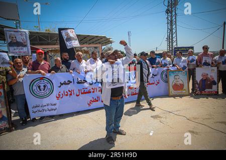 Gaza, Palästina. 31. Mai 2023. Demonstration zur Unterstützung des Gefangenen Walid Daqqa in Gaza, Palästina, am 31. Mai 2023. Foto: Ramez Habboub/ABACAPRESS.COM Kredit: Abaca Press/Alamy Live News Stockfoto