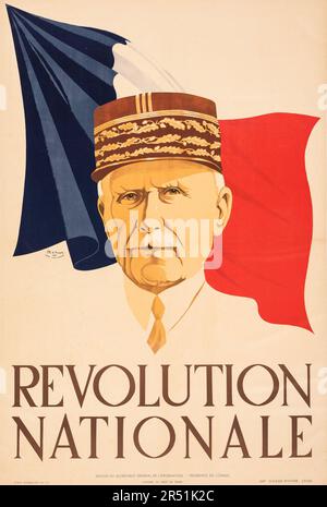 Französische Propaganda aus dem Zweiten Weltkrieg - Révolution Nationale (1940). Französisches Poster - Noyer Artwork Stockfoto