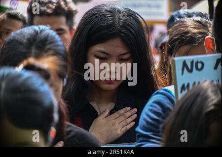 New Delhi, Delhi, Indien. 31. Mai 2023. Ein Mitglied des Kuki-Stammes trauert um einen Protest gegen die Ermordung von Stämmen im nordöstlichen Bundesstaat Manipur in Neu-Delhi, Indien, am 31. Mai 2023. Kukis- und Meiteis-Gruppen im nordöstlichen indischen Bundesstaat Manipur sind seit Mai 3 in Auseinandersetzungen wegen der Forderungen nach wirtschaftlichen Vorteilen und Vorbehaltsstatus. (Kreditbild: © Kabir Jhangiani/ZUMA Press Wire) NUR REDAKTIONELLE VERWENDUNG! Nicht für den kommerziellen GEBRAUCH! Stockfoto