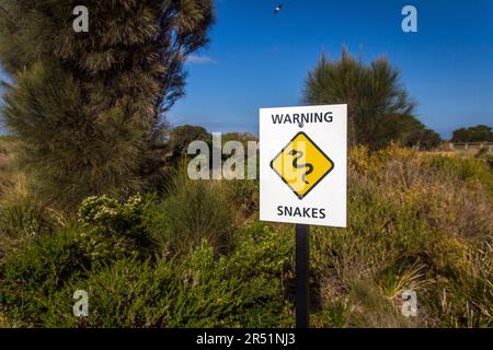 Schlange Warnschild in Australien Stockfoto