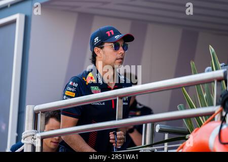 Monte-Carlo, Monaco, Circuit de Monaco, 28. Mai 2023: Sergio Perez, Redbull F1 Fahrer, Während des Formel-1-Grand Prix von Monaco Stockfoto