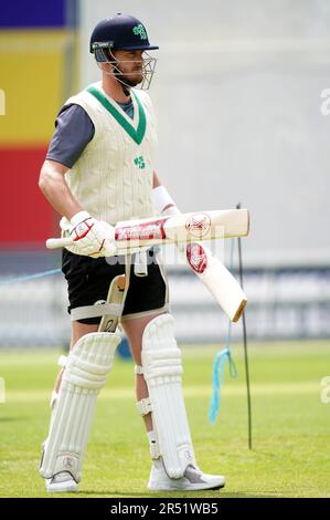 Irlands Mark Adair während der Nets-Sitzung am Lord's Cricket Ground in London. Bilddatum: Mittwoch, 31. Mai 2023. Stockfoto