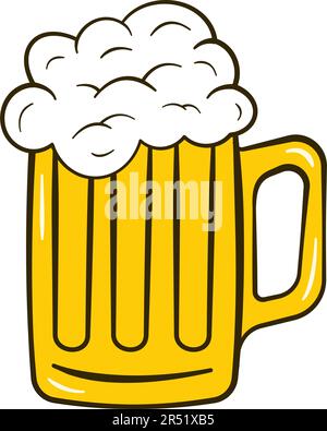 Bierbecher mit Schaum. Zeichentrickfilm. Vektordarstellung. Isoliert auf weißem Hintergrund Stock Vektor