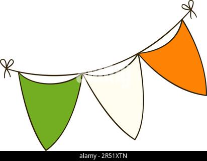 Bunting-Flaggen in den Farben der irischen Flagge. Zeichentrickfilm. Vektordarstellung Stock Vektor