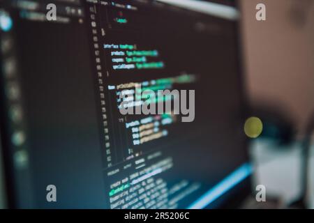 Nahaufnahme des Programmiersprachencodes Stockfoto