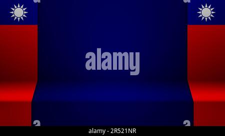 3D Hintergrund unter der Flagge Taiwans. Ein Element der Auswirkung für den Verwendungszweck, den Sie daraus machen möchten. Stock Vektor