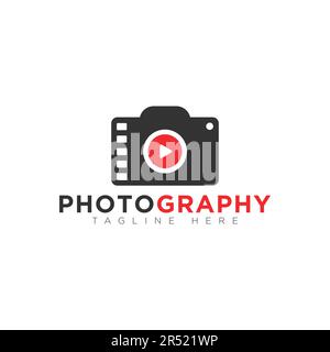 EPS10-Vektorfotografie oder Logo-Design-Vorlage für Kamera isoliert auf weißem Hintergrund Stock Vektor