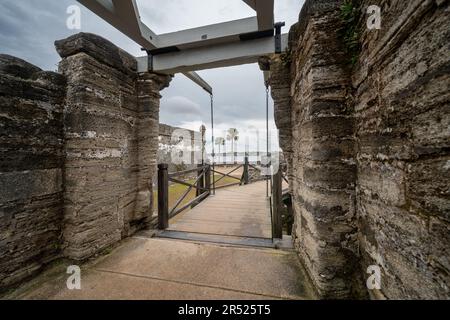 Zugbrücke Eingang zum Castillo de San Marcos National Monument in St. Augustine Florida Stockfoto