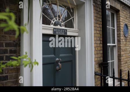 Eintritt zum John Wesley's House und dem Museum of Methodism in London. Stockfoto