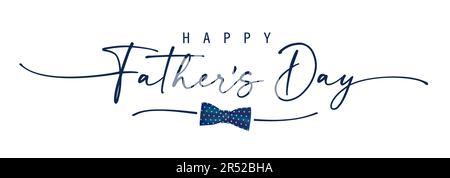 Kalligraphie zum Happy Vaters Day mit Schleife und eleganter Trennwand. Eleganter Schriftzug zum Vatertag mit 3D Fliege. Vektordarstellung Stock Vektor