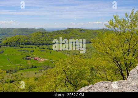 Schwäbische Alb, Blick von Breitenstein in der Nähe von Ochsenwang Stockfoto