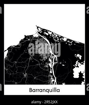 Minimaler Stadtplan von Barranquilla (Kolumbien Südamerika) Stock Vektor