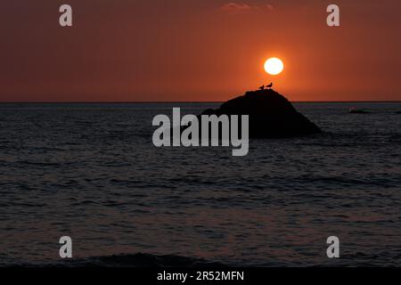 Sonnenuntergang im Norden von Devon bei Morthoe, Woolacombe, Stockfoto