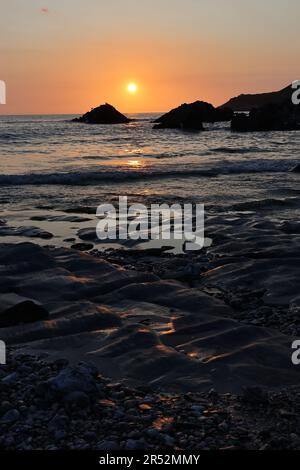 Sonnenuntergang im Norden von Devon bei Morthoe, Woolacombe Stockfoto