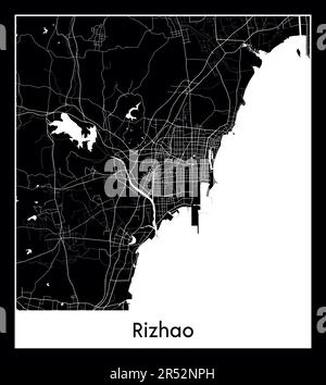 Minimaler Stadtplan von Rizhao (China Asien)Minimaler Stadtplan von Rizhao (China Asien) Stock Vektor