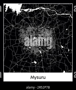 Minimaler Stadtplan von Mysuru (Indien Asien)Minimaler Stadtplan von Mysuru (Indien Asien) Stock Vektor