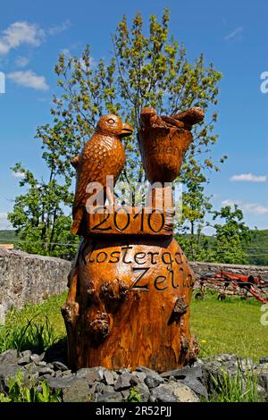 Propstei Zella, Klostergarten, Zella, Wartburgkreis, Thüringen, Holzschnitzerei, Deutschland Stockfoto