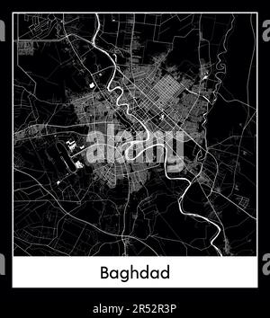 Minimaler Stadtplan von Bagdad (Iraq Asia)Minimaler Stadtplan von Bagdad (Iraq Asia) Stock Vektor