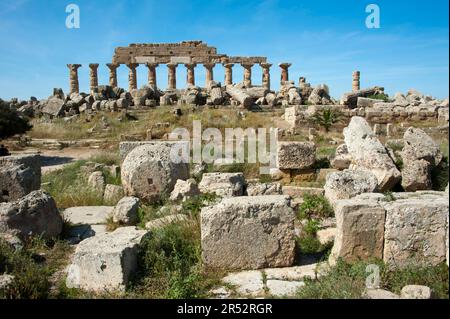 Tempel der Herakel, Selinunte, Griechisch, Tempio di Ercole, Tempel C, Akropolis, Selinunte, Sizilien, Italien Stockfoto