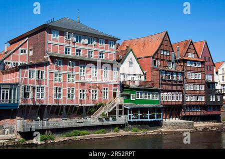 Houses, Ilmenau, Harbour, Am Stintmarkt, Lueneburg, Niedersachsen, Deutschland Stockfoto