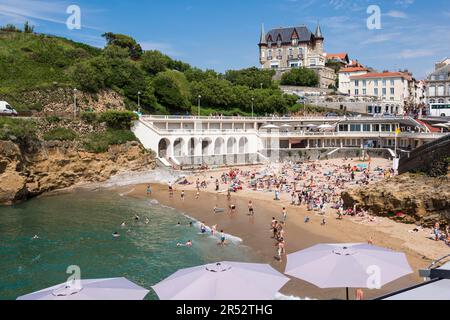 Plage du Port Vieux, Biarritz, Pyrenäen-Atlantiques, Aquitanien, Baskenland, Old Port Beach, Frankreich Stockfoto