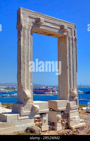 Portaras, Palatia, Tempel, Naxos, Kykladen, Griechenland Stockfoto