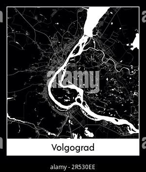 Minimaler Stadtplan von Wolgograd (Russland EMinimal Stadtplan von Wolgograd (Russia Europe)urope) Stock Vektor