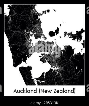 Minimaler Stadtplan von Auckland (Neuseeland) (Neuseeland Ozeanien) Stock Vektor