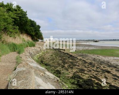 Harwich Harbour, Essex - 31. Mai 2023 : Fußweg am Hafen von Shotley. Stockfoto