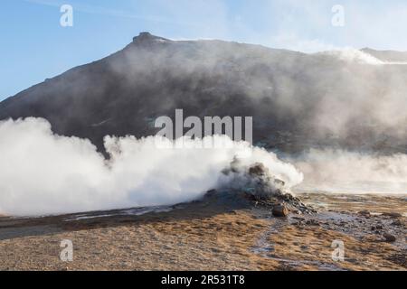 Namafjall Hverir, Themengebiet mit Sulfaten, Island Stockfoto