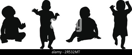 Babysilhouette in flacher Vektordarstellung Stock Vektor