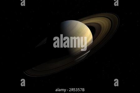 Saturn - Gas-Riesen-Planet. Saturn ist der sechste Planet der Sonne. Solarsystemelement. Elemente dieses Bildes, bereitgestellt von der NASA. Stockfoto