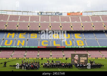 Barcelona, Spanien. 31. Mai 2023. BARCELONA, SPANIEN – 31. MAI: .Sergio Busquets während seines Abschieds im Spotify Camp Nou am 31. Mai 2023 in Barcelona, Spanien (Kreditbild: © Gerard Franco/DAX via ZUMA Press Wire) NUR REDAKTIONELLE VERWENDUNG! Nicht für den kommerziellen GEBRAUCH! Stockfoto