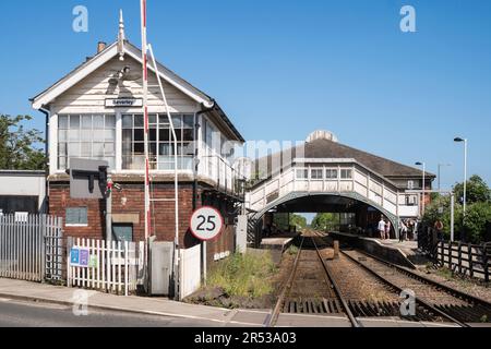 Bahnhof und Signalbox in Beverley, East Yorkshire, England, Großbritannien Stockfoto