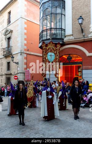 Die alte, ehrwürdige und glanzvolle Bruderschaft der Buße des Heiligen Christus von Kalvarien und unserer Lieben Frau vom Rosenkranz von Toledo Stockfoto