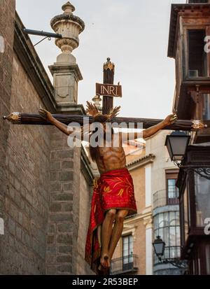 Die alte, ehrwürdige und glanzvolle Bruderschaft der Buße des Heiligen Christus von Kalvarien und unserer Lieben Frau vom Rosenkranz von Toledo Stockfoto