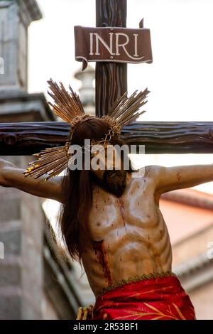 Die alte, ehrwürdige und glanzvolle Bruderschaft der Buße des Heiligen Christus von Kalvarien und unserer Lieben Frau vom Rosenkranz von Toledo Stockfoto