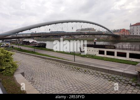 Pater Bernateks Brücke über die Weichsel, Krakau, Polen Stockfoto