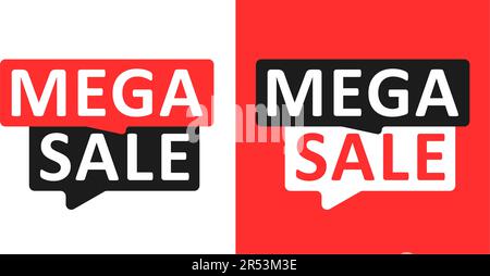 Mega-Sale. Set von Verkaufsetiketten. Vektordarstellung. Isoliert auf weißem Hintergrund Stock Vektor