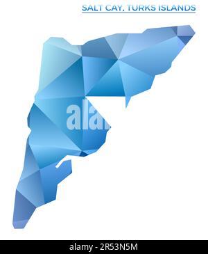 Vektor polygonale Salt Cay, Turks Islands Karte. Lebendige, geometrische Insel in flachem Poly-Stil. Coole Illustration für Ihre Infografiken. Stock Vektor