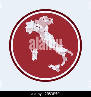 Symbol Italien. Trendiges Tech-Logo des Landes. Rundes geometrisches Mesh. Technologie, Internet, Netzwerk, Telekommunikationskonzept. Stock Vektor