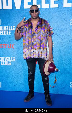 Paris, Frankreich. 31. Mai 2023. Mokobe Traore nimmt am 31. Mai 2023 an der Fotokonferenz Nouvelle Ecole 2 – Netflix Party Celebration im Theatre National de Chaillot in Paris Teil. Foto: Aurore Marechal/ABACAPRESS.COM Kredit: Abaca Press/Alamy Live News Stockfoto