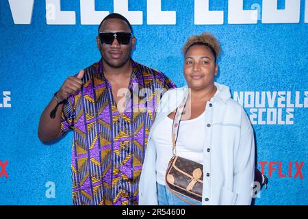 Paris, Frankreich. 31. Mai 2023. Mokobe Traore und Pauline Duarte nehmen am 31. Mai 2023 an der Fotokonferenz Nouvelle Ecole 2 – Netflix Party Celebration im Theatre National de Chaillot in Paris Teil. Foto: Aurore Marechal/ABACAPRESS.COM Kredit: Abaca Press/Alamy Live News Stockfoto