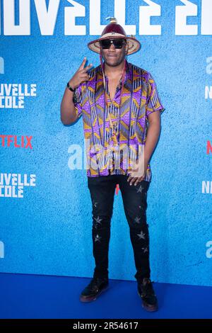 Paris, Frankreich. 31. Mai 2023. Mokobe Traore nimmt am 31. Mai 2023 an der Fotokonferenz Nouvelle Ecole 2 – Netflix Party Celebration im Theatre National de Chaillot in Paris Teil. Foto: Aurore Marechal/ABACAPRESS.COM Kredit: Abaca Press/Alamy Live News Stockfoto