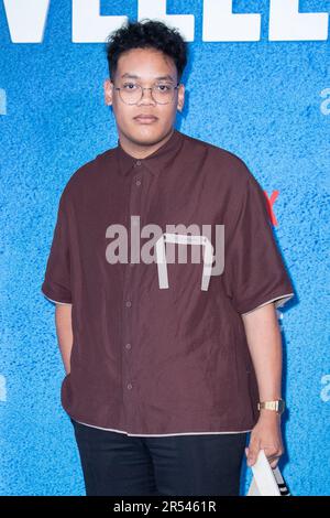 Paris, Frankreich. 31. Mai 2023. Theobabac nimmt am 31. Mai 2023 an der Fotokonferenz Nouvelle Ecole 2 – Netflix Party Celebration im Theatre National de Chaillot in Paris Teil. Foto: Aurore Marechal/ABACAPRESS.COM Kredit: Abaca Press/Alamy Live News Stockfoto