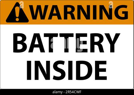Warnschild Batterie Innen Auf Weißem Hintergrund Stock Vektor
