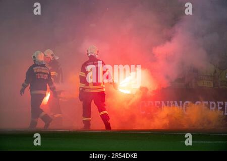 Budapest, Ungarn. 01. Juni 2023. Lichterscheinungen während des UEFA Europa League-Finales 2023 zwischen dem FC Sevilla und AS Roma in der Puskas Arena in Budapest, Ungarn, am 31. Mai 2023 (Foto: Andrew SURMA/Credit: SIPA USA/Alamy Live News Stockfoto